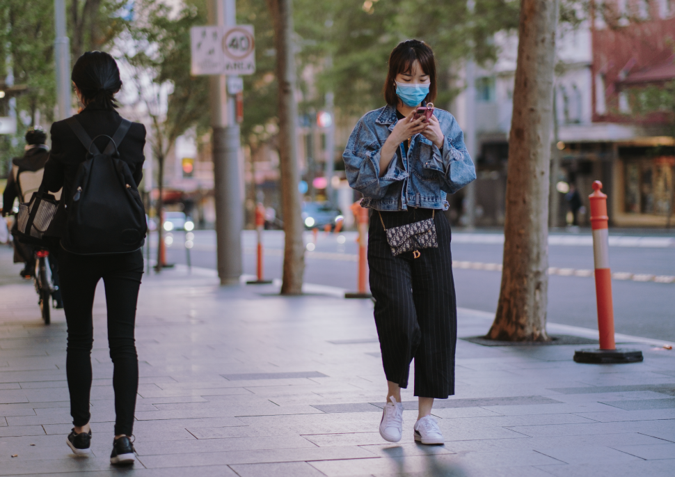 woman with covid mask on